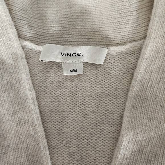 Vince Cream Cardigan 100% Cashmere Sweater with Cable-Knit Texture - Picture 3 of 7